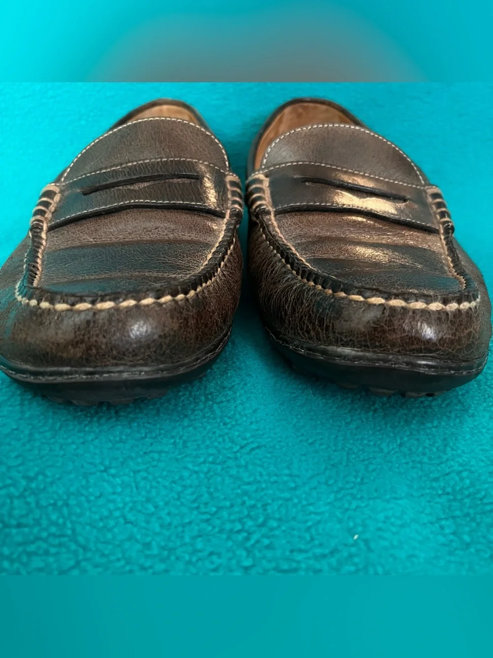 Martin Dingman Mens Walnut Brown Bill Water Buffalo Penny Loafers Sz 9